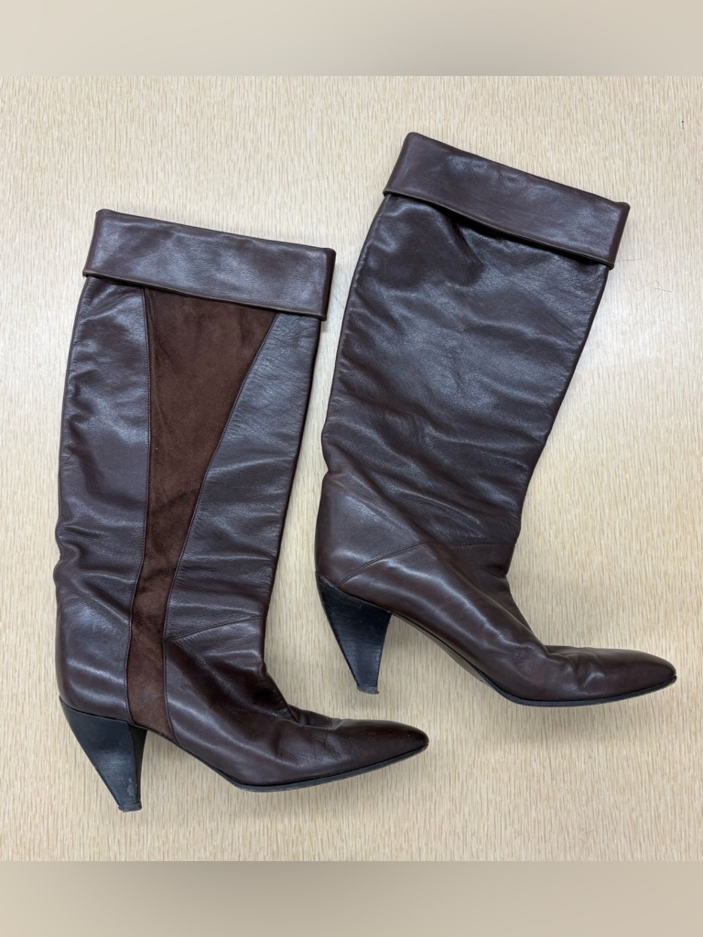 Vintage Y2K Charles David heeled brown Italian leather and suede boots